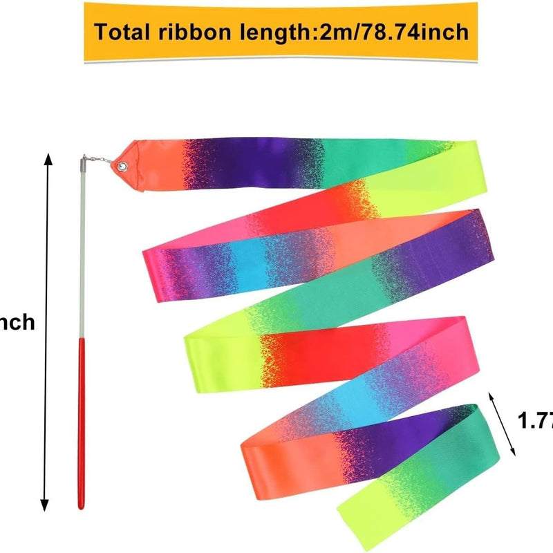 dervea 20 Pack Ribbon Dancing Wands Party Favors for Kids, Rainbow Birthday Decorations, Princess Party Supplies, Girls Party Games, Gymnastics Goody Bag Stuffers (Rainbow)