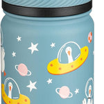 Fanhaw 14 oz Kids Water Bottle for School, Insulated Water Bottle with Straw Lid, Stainless Steel Vacuum Insulated Bottle for Boys & Girls, Leak-Proof, BPA Free(Blue - Under Construction)