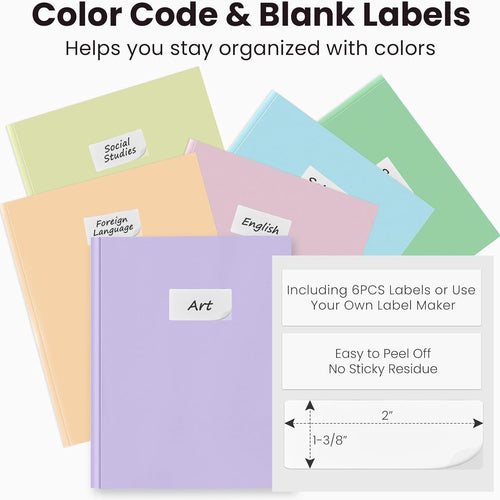 Sooez Folders with Pockets and Prong, 6 Pack, Pastels Colors, File Folders with Prongs, 2 Pocket Folders Bulk, Plastic Folder, School Folder College Supplies, Aesthetic Nursing Cute School Supplies