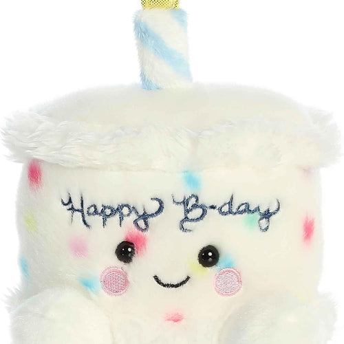 Aurora® Adorable Palm Pals™ Happy B'Day Cake Stuffed Animal - Fun Collectible Plush for Kids and Adult Collectors - Perfect for Decorating Rooms and Birthday Gifts - White 5.5 Inches