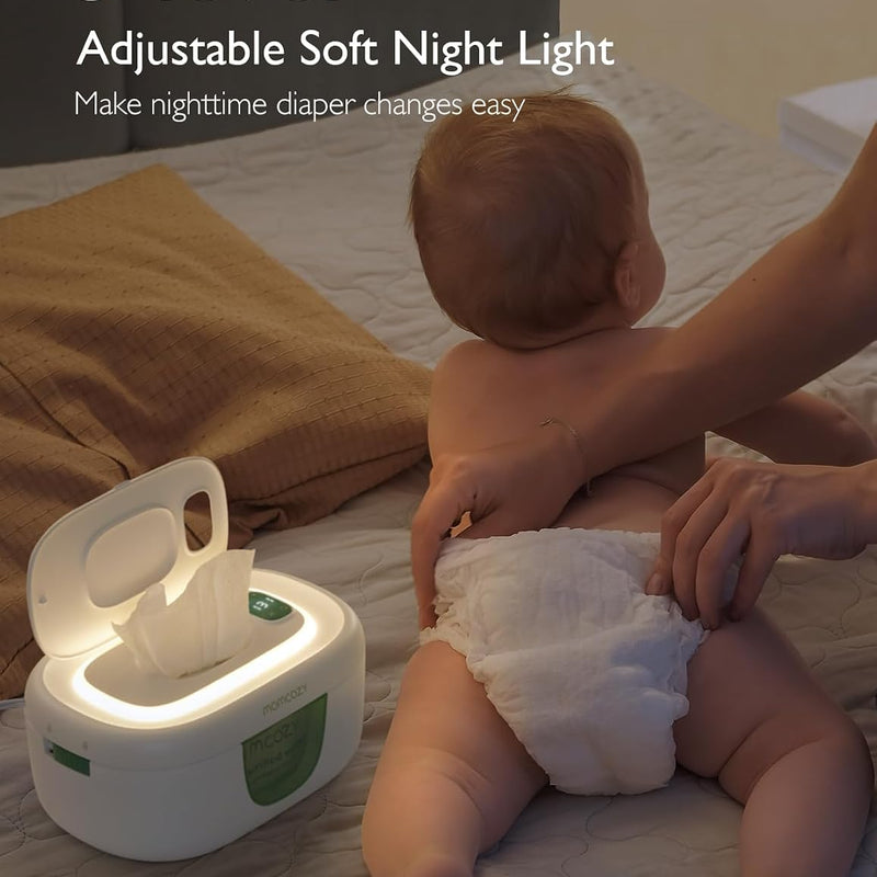 Momcozy Baby Wipe Warmer, Innovative Spring Design,Large Capacity Dispenser | Wipe Warmer with Night Light, Fast and Even Heating, 4 Adjustable Temperature Modes, Baby Shower & Registry Must-haves, Green