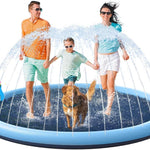 VISTOP Non-Slip Splash Pad for Kids and Dog, Thicken Sprinkler Pool Summer Outdoor Water Toys - Fun Backyard Fountain Play Mat for Baby Girls Boys Children or Pet Dog (59 inch, Blue&Blue)