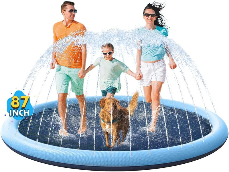 VISTOP 67" Non-Slip Splash Pad for Kids and Dogs, Thickened Sprinkler Pool for Toddlers, Outdoor Backyard Water Toys, Fun Fountain Play Mat for Babies, Children & Pets Blue