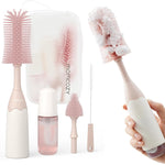 Momcozy Baby Bottle Brush Kit, Push-Press Foam Design, Pink | Portable for Home & Travel, Bottle Cleaner Brush for Breast Pumps & Nipple, Newborn Essentials, Food-Grade BPA-Free