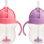 Munchkin Any Angle Sippy Cups, 7 Ounce, 2 Pack, Pink/Purple