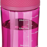 14oz Clear Kids Water Bottle with Straw Lid, BPA-Free Tritan, Measurement Scale, Sturdy Handle Wide Mouth Leak-proof Reusable Plastic Bottle for Boy& Girls, Back to School（Clear）