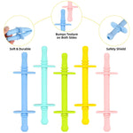 5Pcs Silicone Teether Tube Chew Straw Toy for Infants Toddlers, BPA Free, Freezable, Dishwasher Safe