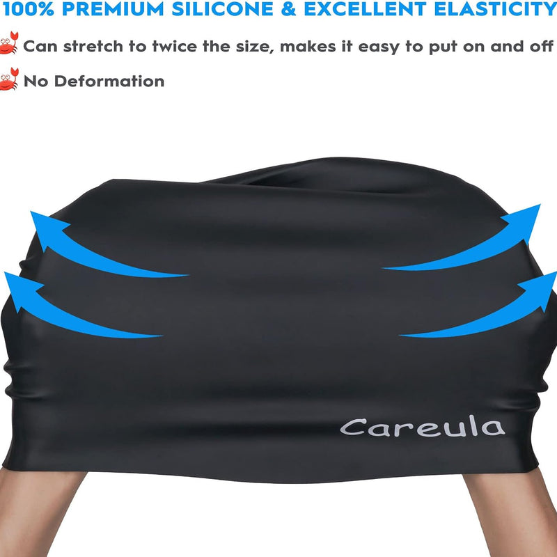 2 Pack Kids Swim Cap for Long Hair, Large Silicone Waterproof Swimming Cap for Age 3-15 Kids Girls Boys Toddler Children Youth Teen, Swim Hat for Braids and Dreadlocks, Keep Hair Dry