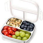 Stainless Steel Snack Containers, 3 Compartments Reusable on and go Bento Box with Lids for Kids, Lunch Box Pre Meal Storage for Daycare School Outdoor Camping Travel - Blue