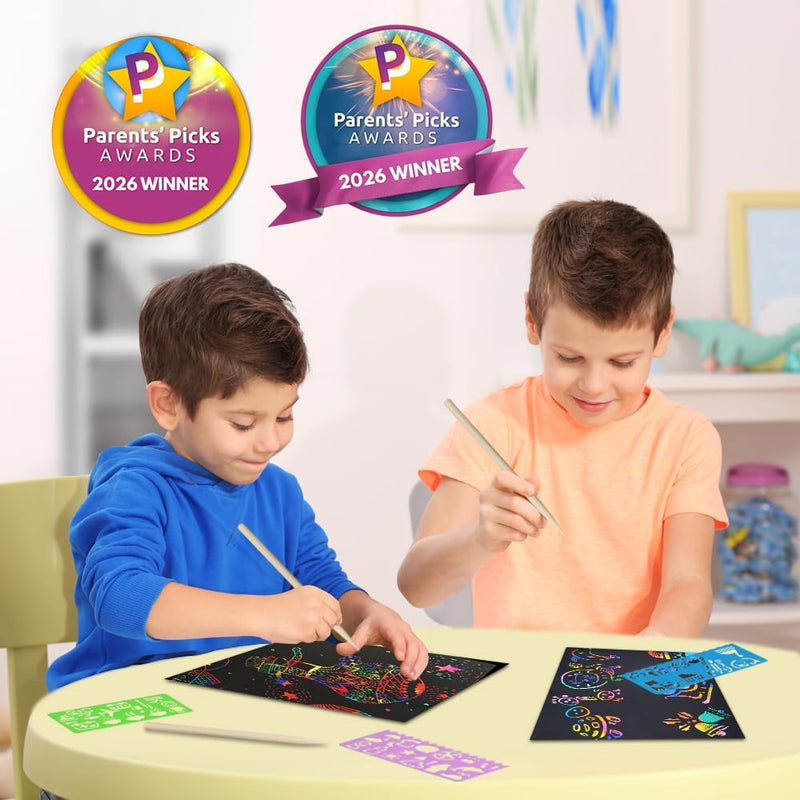 FUNNYB&G 100 Pcs Rainbow Scratch Paper Art for Kids Arts and Crafts Kit | Rainbow Scratch Paper Set Supplies School Activities Coloring Sheets Travel Toys for Party Games Christmas Birthday Gifts