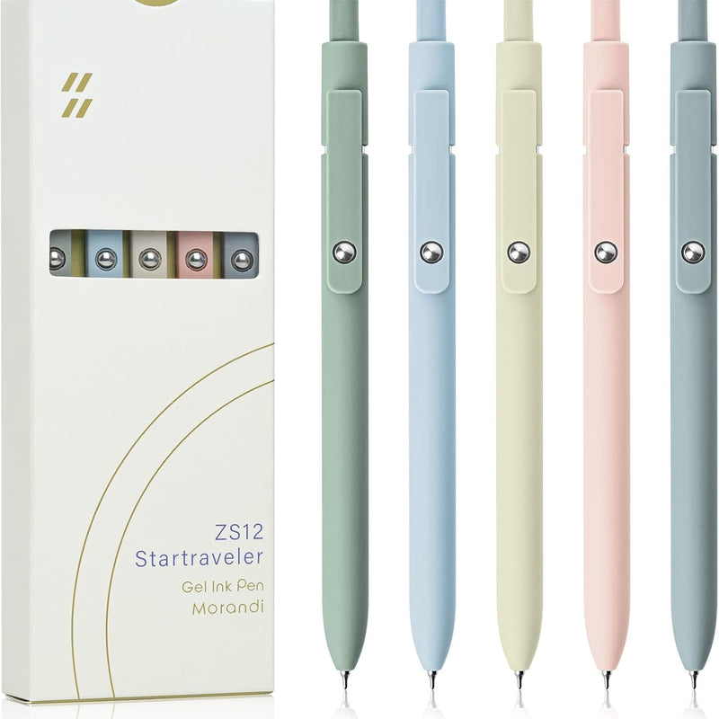 YOXMJDB Gel Pens, 5 Pcs 0.5mm Fine Point Smooth Writing Pens Cute Pens, High-End Series Black Ink Pens for Journaling Note Taking, School Office Supplies for Women Men (5 Pcs Vintage)