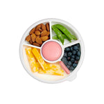 GoBe Kids Small Snack Spinner Flip Bundle with Hand Strap and Sticker Sheet - Reusable Snack Container with 5 Compartment Dispenser and Lid | BPA/PVC Free | Dishwasher Safe | No Spill- Macaron Blue