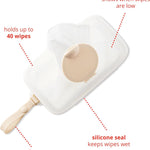 Skip Hop Baby Wipes Dispenser Case, Holds Up to 40 Wipes, Grab & Go Travel Wipe Holder with Snug Seal, Oat