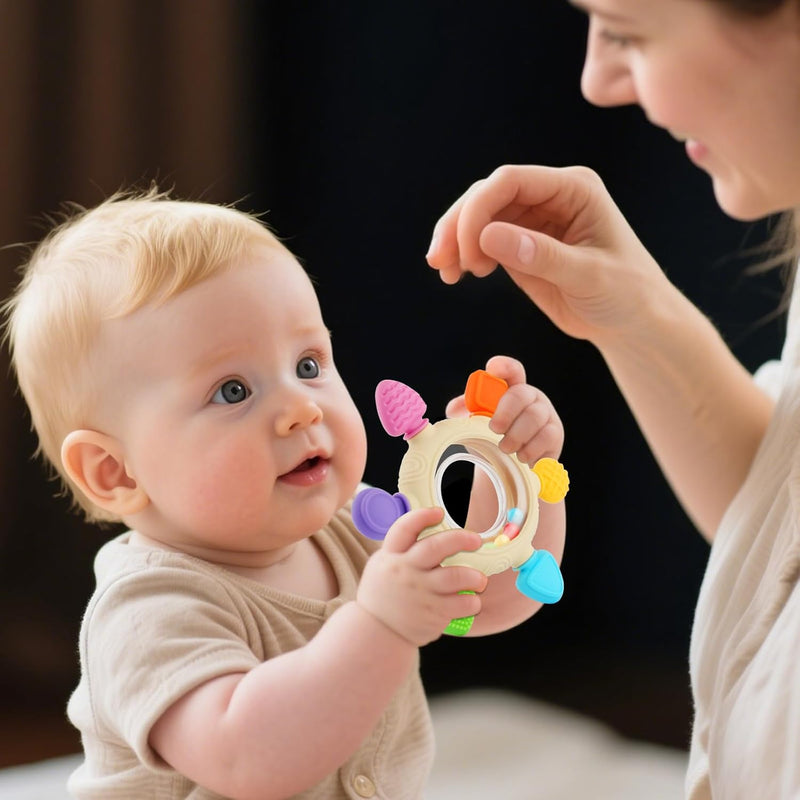 Silicone Baby Teether Rings for 0-6 and 6-12 Months Newborn Infant Relief Chew Soothing Sore Gums BPA Free