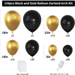 Black Gold Balloons Garland Arch Kit 134pcs Different Size Party Decorations Supplies