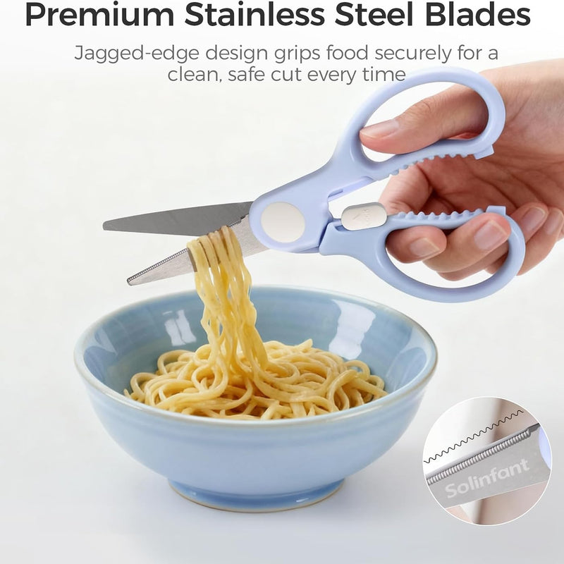 Premium Stainless Steel Portable Baby Food Safety Scissors, Detachable Feeding Shears for Toddlers Infant Kids Food Cutting Meats Noodles Vegetables with Protactive Cover