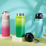 BJPKPK 18 oz Water Bottle with Straw & Handle, Insulated Stainless Flask | Leak Proof Locking Lid, Thermal, Double Wall Vacuum, Keeps Hot/Cold, BPA Free, Dishwasher Safe, Travel & Sports, Bubble Gum