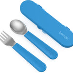 Bentgo Kids Stainless Steel Utensil Set - Reusable Fork, Spoon & Storage Case, PFAS- & BPA-Free, Easy-Grip Handles, Lightweight, Dishwasher Safe, School Lunch, Travel & Outdoors (Blue)