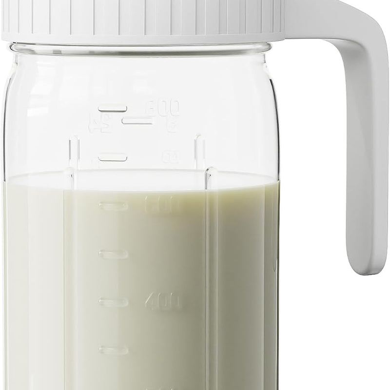 32 oz Breast Milk Pitcher, Glass Mason Jar Pitcher with Lid | Airtight, Leak Proof, Wide Mouth, Pour Spout Lid, Thick Glass, Fridge Safe, Ergonomic Handle, Easy to Clean