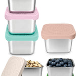 HTEVW 6 Pack Stainless Steel Snack Containers for Kids, 6 oz Toddler Snack Containers with Silicone Lids, Reusable Leak Resistant Food Containers for School Lunch, Daycare, Travel & Portion Control