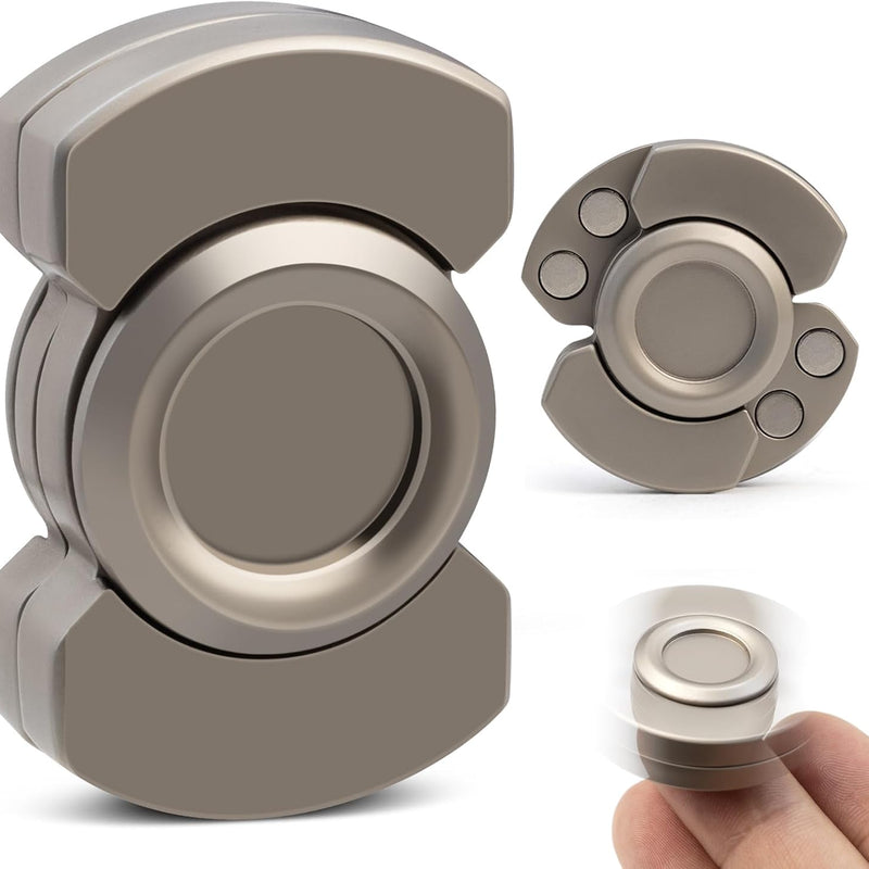 3-in-1 Fidget Toys Adults Kid: Spinner, Slider & Clicker – Magnetic Stainless Steel Bearing for Super-Stable Rotation – Stress Relief, Enhanced Focus, and Habit Breaking, Silver