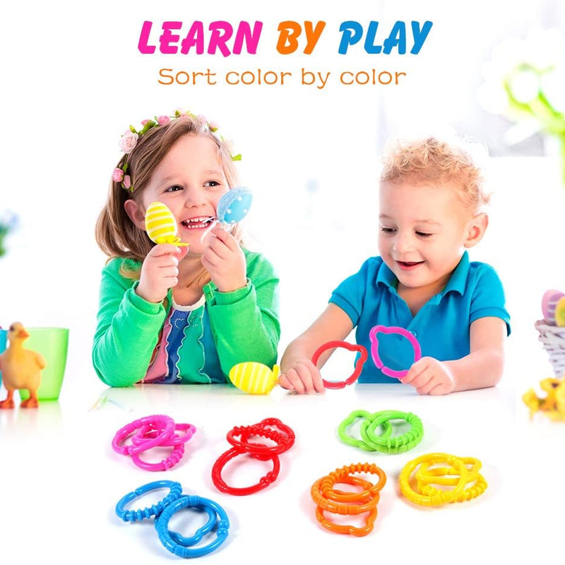 HAHA Baby Link-to-Go Connecting Rings - 18-Piece Set for Stroller, Car Seat, Crib, Playmat Attachment