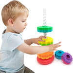 LUCKFUTURE Spinning Stacking Toys, Educational Toddler Toy Stacking Rings Baby Toys, Montessori Toy for Girls and Boys, Spin Gears Christmas Birthday Gift for 1-3 Year Old