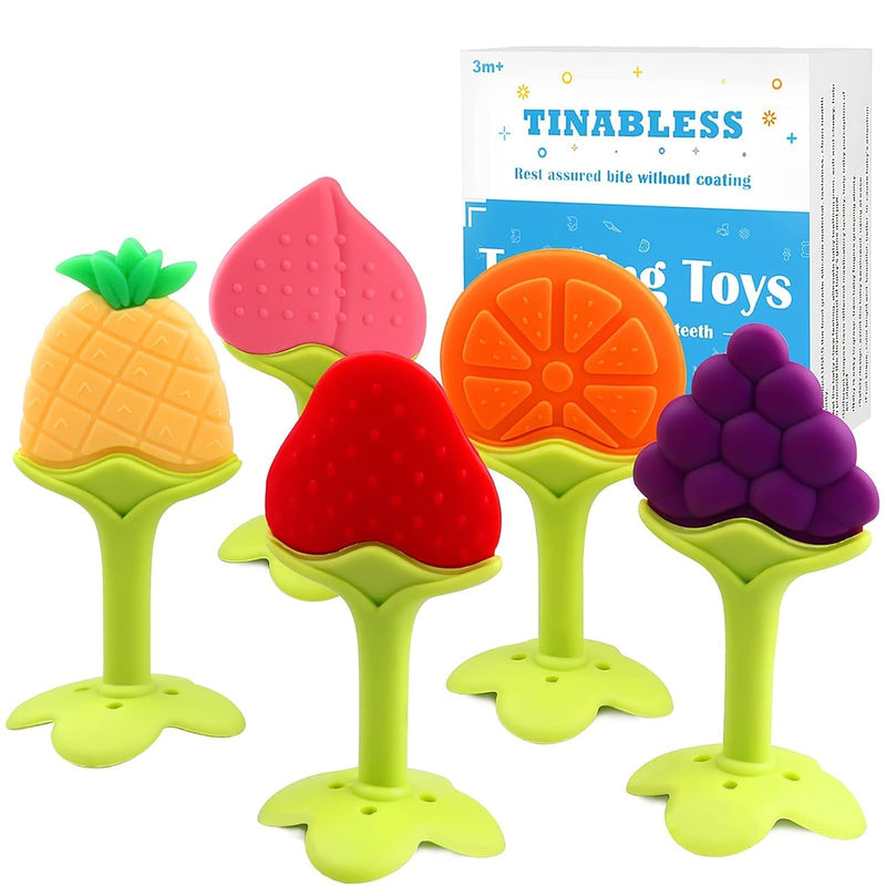 Tinabless Infant Teething Keys Set, BPA-Free and Organic, 5-Piece Silicone Baby Teether
