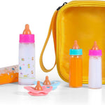 Kaydora Baby Doll Bottle Accessories - 6 Pcs Magic Milk Feeding Toys Yellow | Magic Disappearing Milk & Juice, with Non-magnetic Pacifiers, Pretend Play Sets, Gift for kids, Suit for Stroller, Crib, Bed
