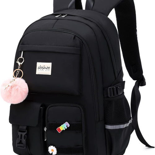 abshoo Big Student Laptop Backpack For College Women Middle High School Teen Girls Bookbag Travel Daypack (Black) | For College