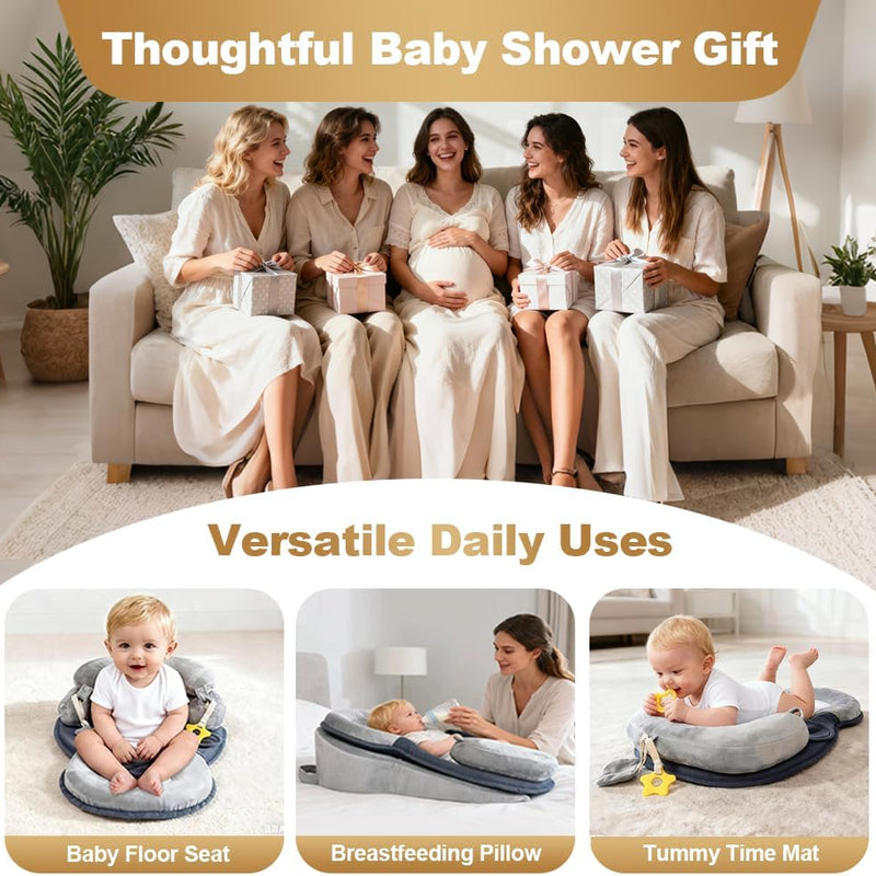Baby Feeding Pillow, Anti Overflow Breast Feeding Pillow, Tummy Time Mat | Detachable Design