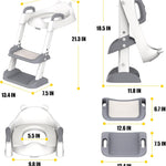 HBTower Potty Training Seat with Step Stool Ladder & Safety Handles,Grey | Foldable Toddler Toilet Seat with Splash Guard for Boys and Girls, Comfortable Kids Potty Cushion & Anti-Slip Pads