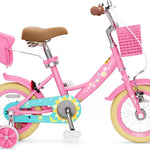 XJD Girls 12-16 Inch Kids Bike with Training Wheels, Streamers, and Adjustable Seat