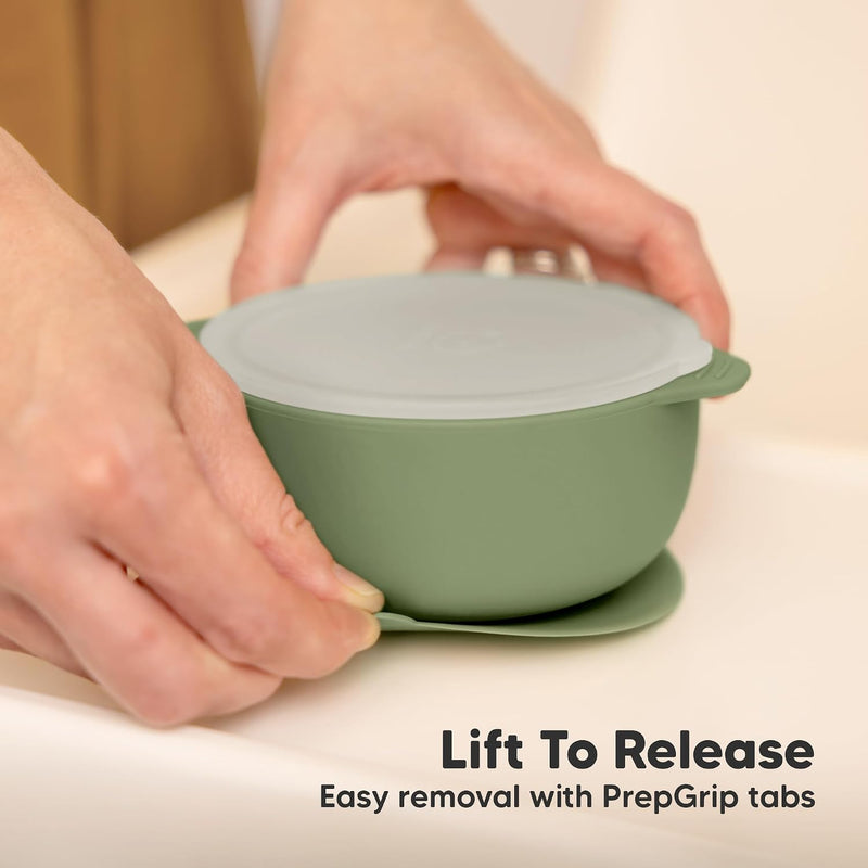 KeaBabies 2-Pack Baby Bowls with Suctions, Lids, BPA-Free Silicone (Slate) | Toddler Suction Bowls for Baby Boys, Girls, Kids, Food Grade Silicone, Dishwasher Safe, BLW Feeding, Baby Eating Essentials
