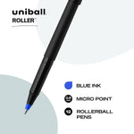 uniball Roller Rollerball Pens, Micro Point (0.5mm), Blue, 12 Pack