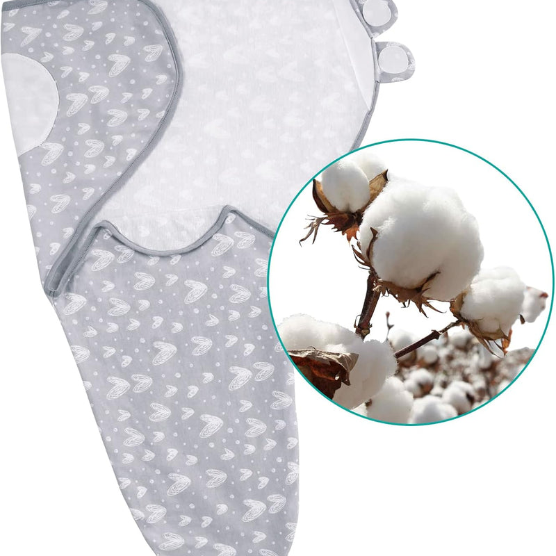 Biloban Baby Swaddles 0-3 Months for Boy Girls, Baby Swaddle | Newborn Swaddle, Cotton Swaddle Blanket, Baby Essentials, Lovely Grey Print, 2 Pack