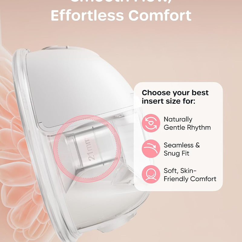 Nuliie Silicone Flange Inserts 13/15/17/19/21mm 10PCS for 24mm Breast Pump | Compatible with Spectra, Includes Nipple Sizer for Flanges for Accurate Sizing, Boosts Pumping Efficiency & Comfort, BPA-free
