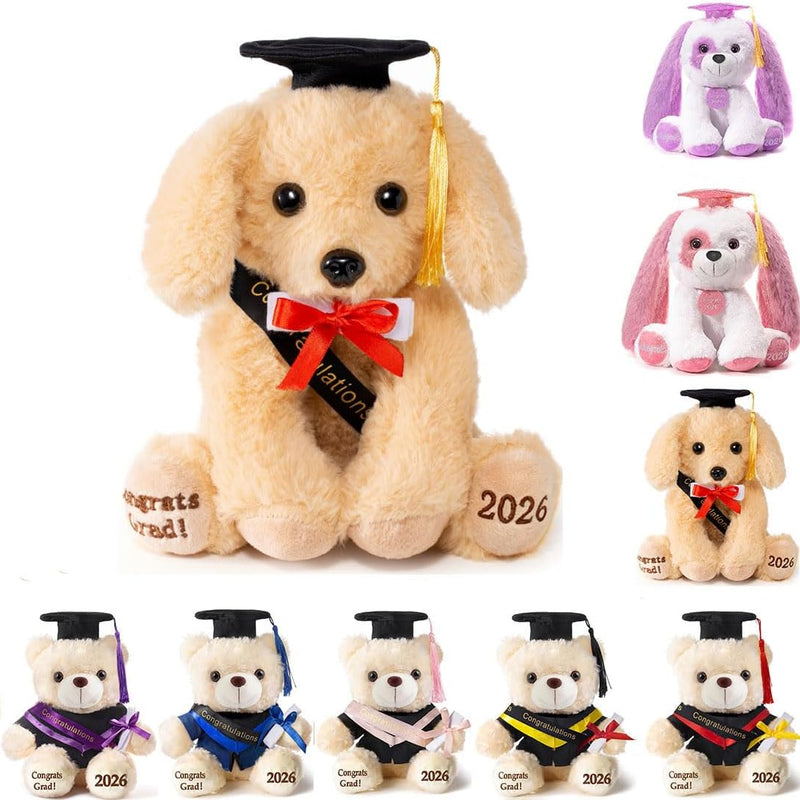 8 Inch Graduation Plush Stuffed Animal Class of 2026 Brown Puppy Dog