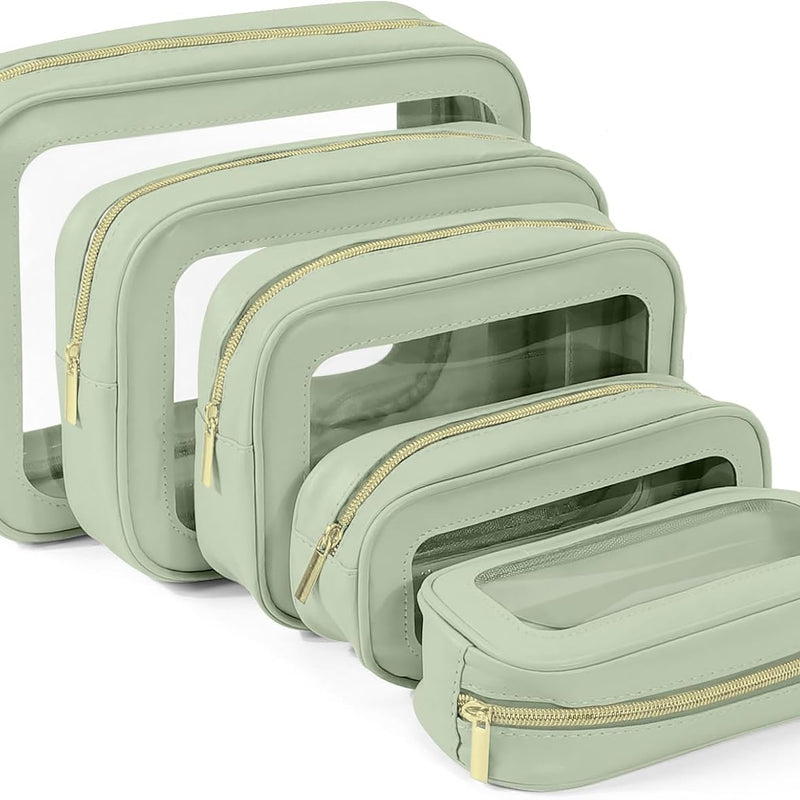 YOPCDJ 5PCS Diaper Bag Organizer Pouch Set, TSA Approved Toiletry Bag，Clear Waterproof TPU Makeup Bag Set Travel Organizer Bags for Women and Kids