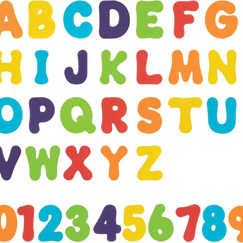 nuby foam bath letters and numbers set for toddlers 3+ years, 36 pieces