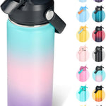 Fijinhom 18oz Insulated Stainless Steel Water Bottle, Wide Mouth Double Wall Vacuum, Silicone Straw, Sweat & Leak Proof, BPA Free Insulated Water Flask for Travel, Keep Cold 24h Hot 12h, Sky