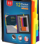 H4D 12 Pocket Poly Project Organizer, Spiral Multi Pocket Folder Organizer, Multi-Subject Folder Notebook, Letter Size