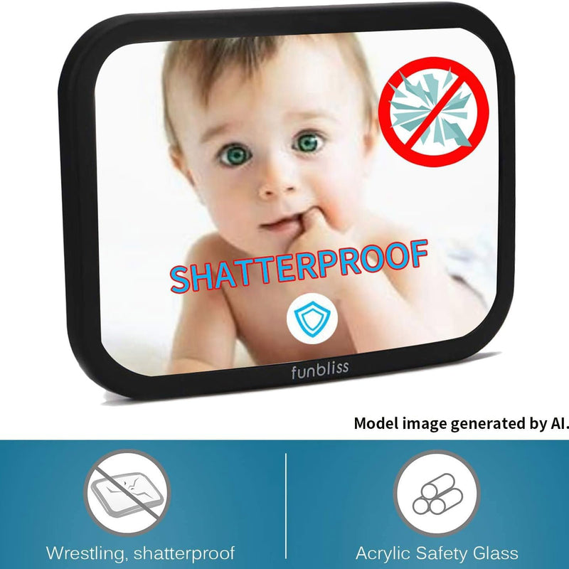 Baby Car Mirror Backseat, Black | Most Stable, Premium Matte Finish, Ultra High Definition PMMA Material, Secure and Shatterproof