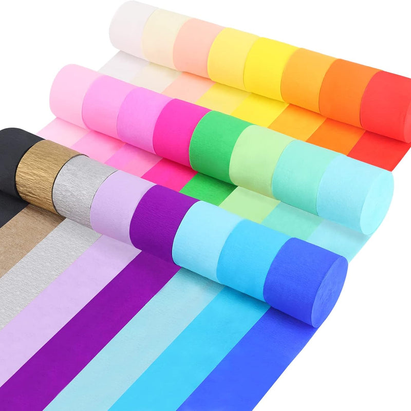 12 rolls crepe paper streamers, assorted colors, 82 feet length, birthday party supplies
