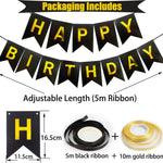 Black Gold Birthday Decoration Set for Men Women Girls and Boys Party