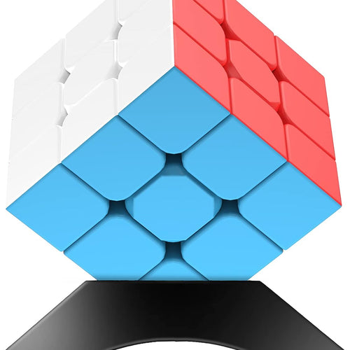 3x3 Stickerless Speed Cube with Stand and Tutorial for Kids STEM Learning Toy