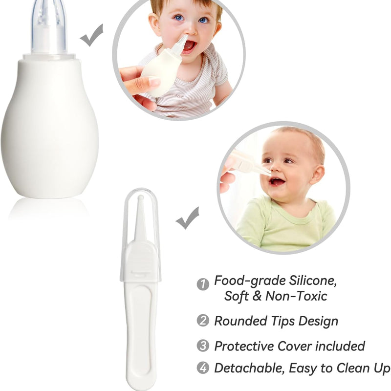Baby Grooming Kit, Infant Safety Care Set with Hair Brush Comb Nail Clipper Nasal Aspirator,Baby Essentials Kit for Newborn Girls Boys (Grey White)