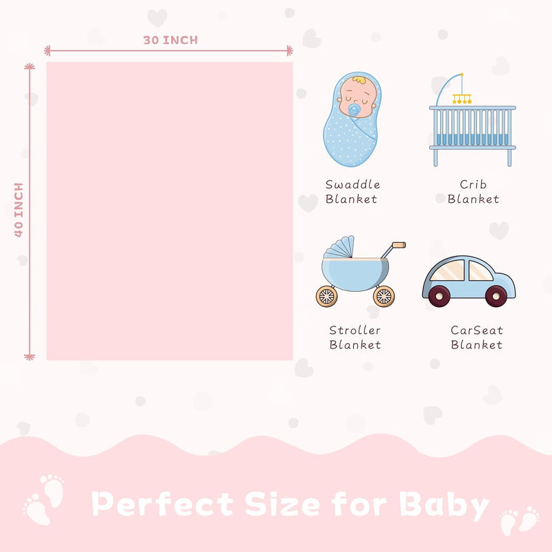 Yurhap Heart Baby Blanket, Love Plush Fleece Baby Blankets for Girls Boys | Soft Sherpa Baby Girl Blanket for Infant Toddler Newborn Gift, Fluffy Baby Essentials, For Crib Stroller, 30"x40", Light Pink