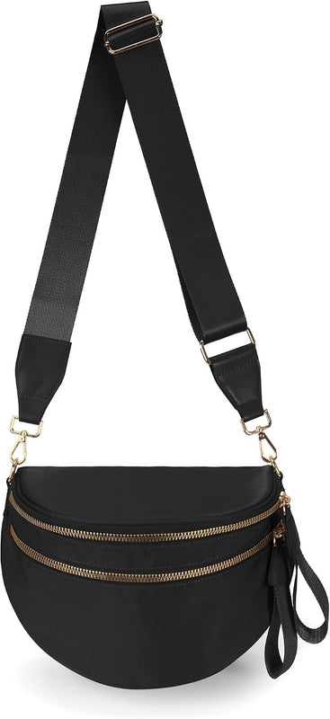 FEIBOON Spacious Nylon Crossbody Bag Bum Bag Handbags Wallets Purses Trendy Shoulder Bag for Women