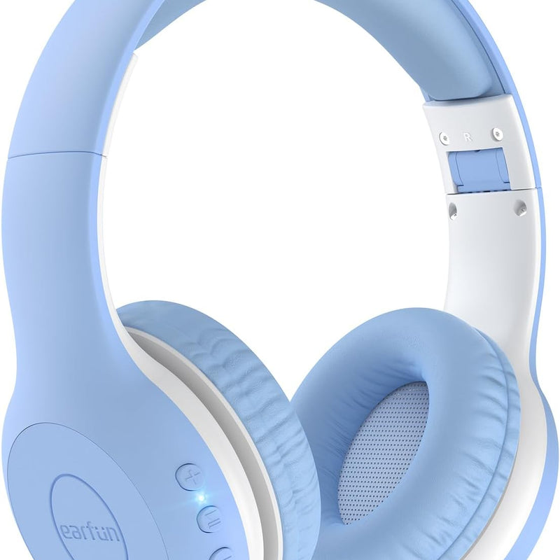 EarFun K2 Kids Bluetooth Headphones for School, Kids Headphones with Mic | Volume Limited, 40H Playtime, Built-in Mic, Stereo Sound, Foldable Over-Ear Headphones for Kids/Toddler/Travel/Tablet, Blue